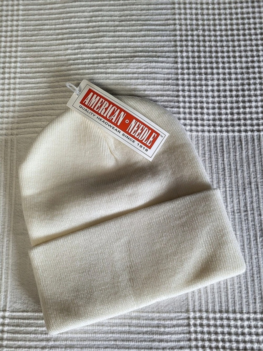 🍂 American Needle Blank Ivory Knit Cuffed Beanie Toque NWT